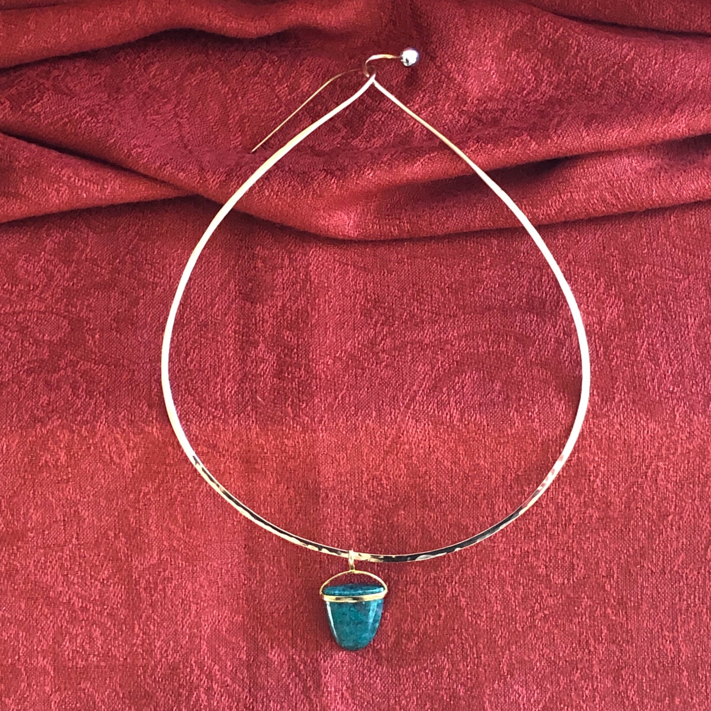 Malachite Charm on Gold Filled Choker