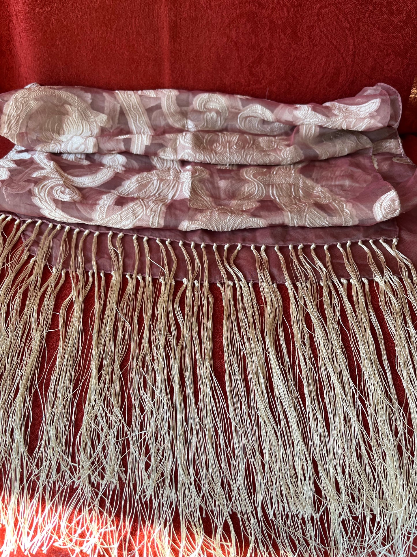 Nordstorm Silk Burnout Scarf With Fringe
