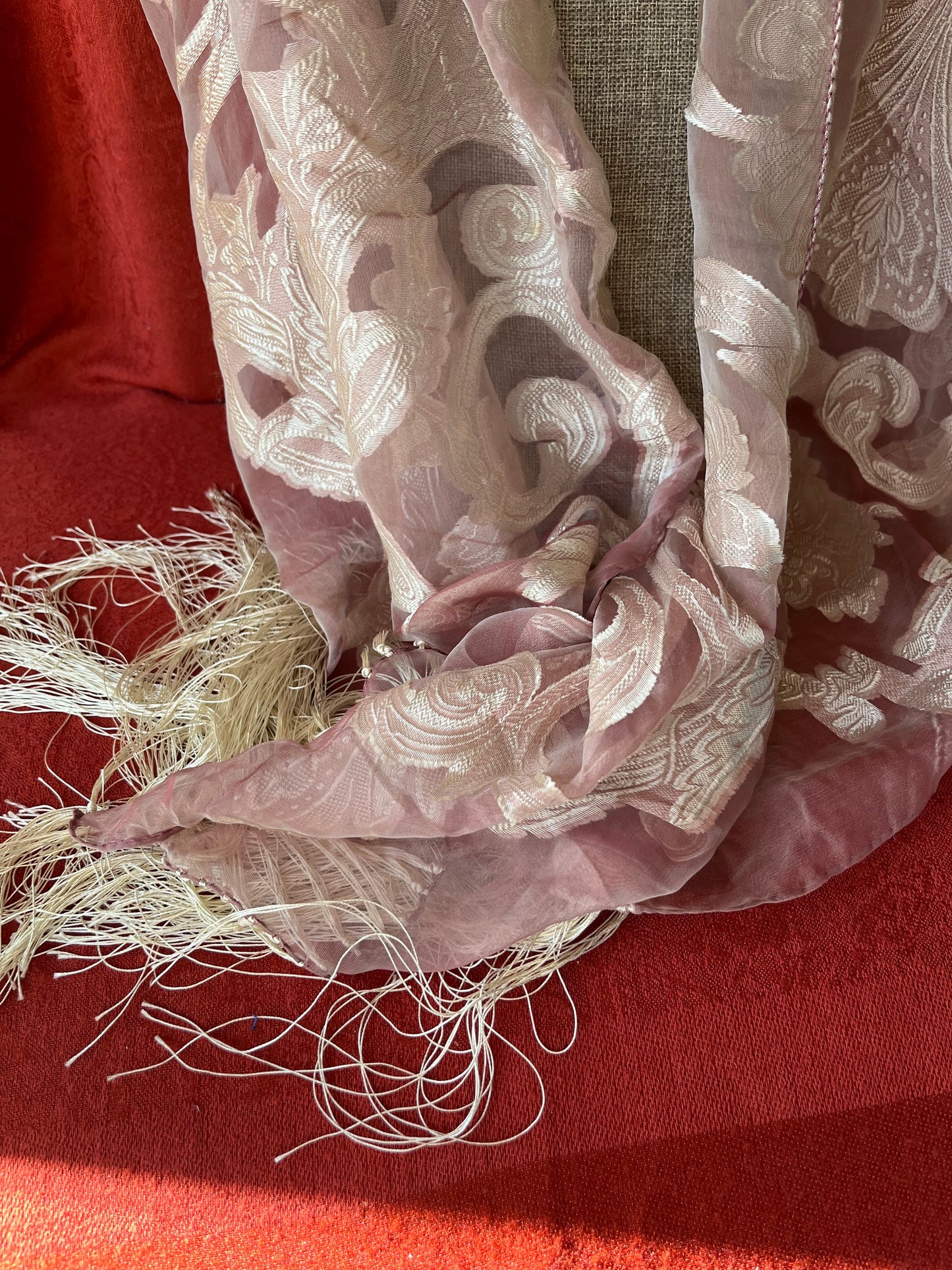 Nordstorm Silk Burnout Scarf With Fringe