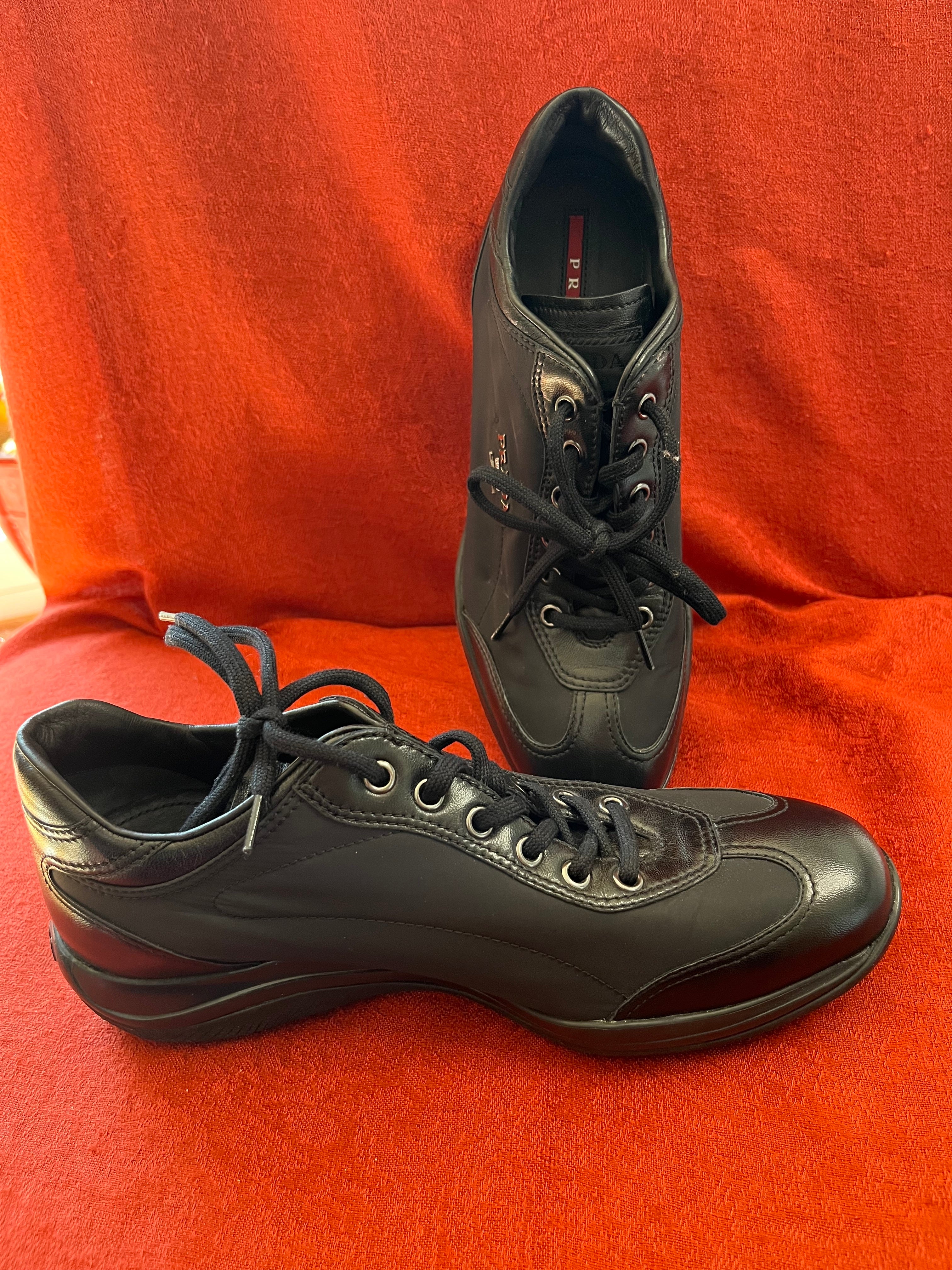 Prada Nylon Sneakers with Saffiano Leather Trim Size 37 (6.5 US