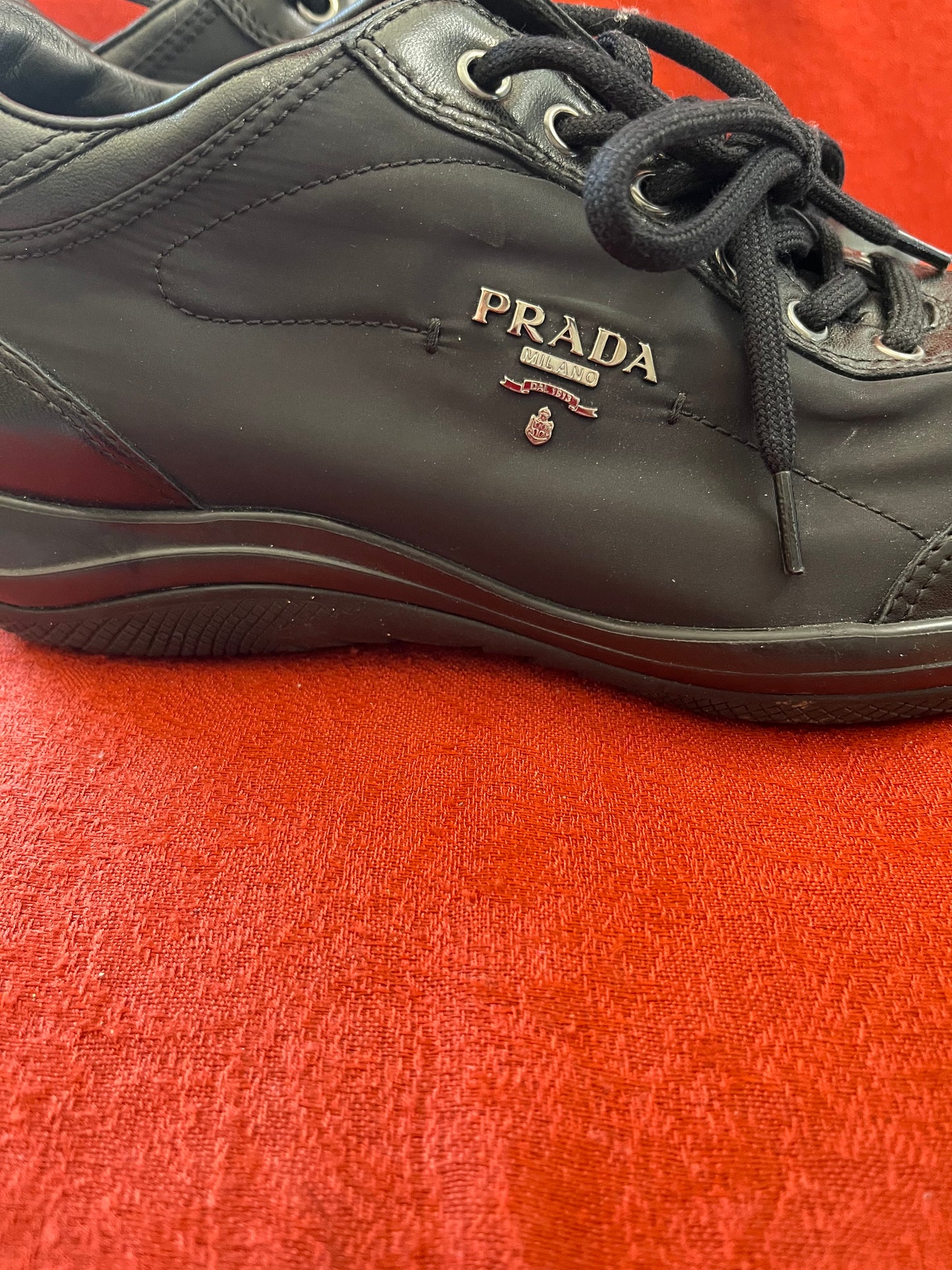 Prada Nylon Sneakers with Saffiano Leather Trim Size 37 (6.5 US)