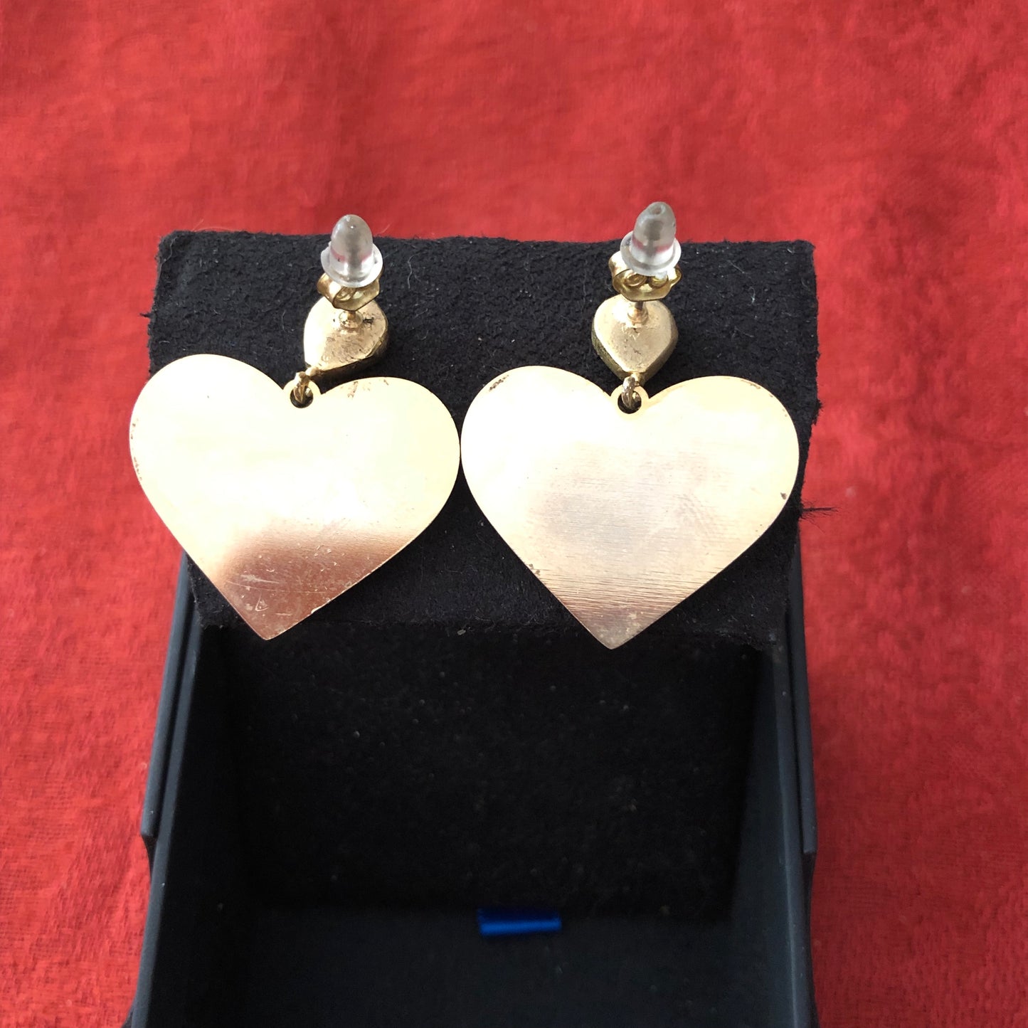 Purple Rhinestone Heart-Shaped Earrings
