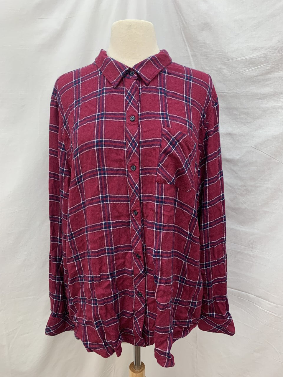 NWT - RAILS merlot navy Plaid Rayon Button Up Hunter Shirt - 2X