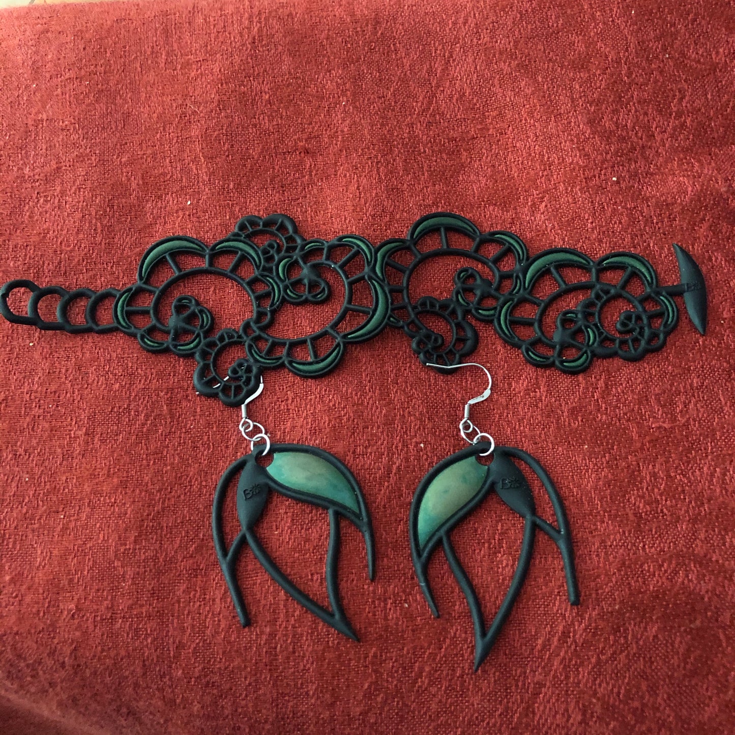 Laser Cut Rubber Bracelet and Earring Set