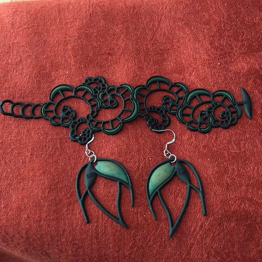 Laser Cut Rubber Bracelet and Earring Set