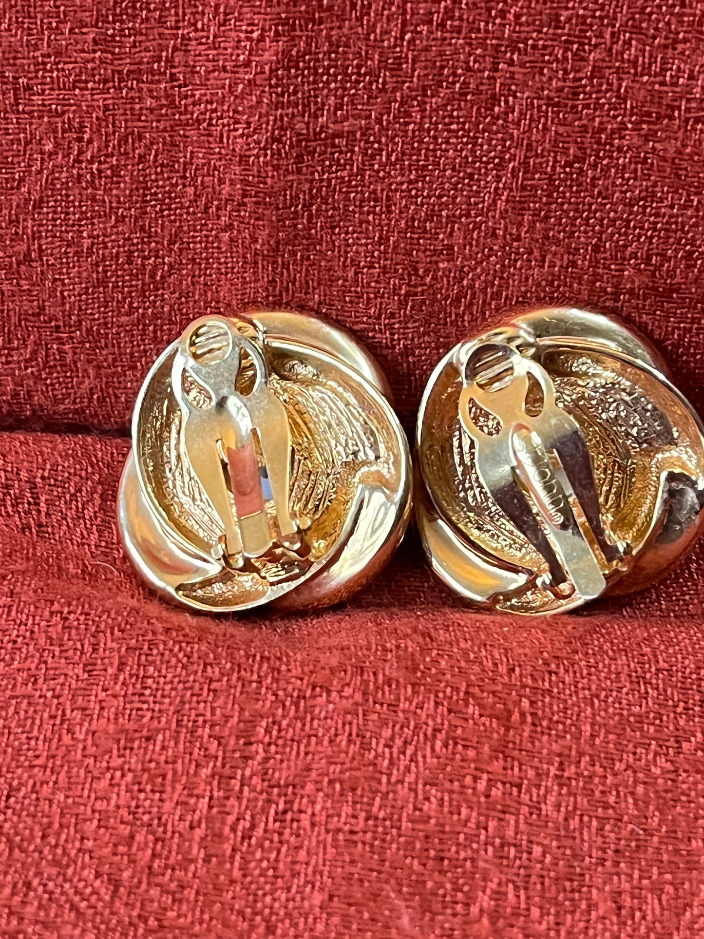 Vintage St. John Gold Tone and Faux Pearl Clip On Earrings