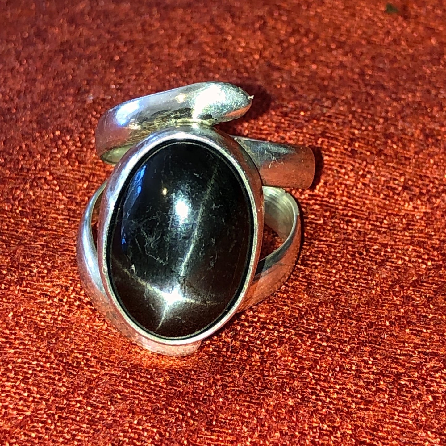 Silver Statement Ring with Cabachon Cut Stone-Size 7
