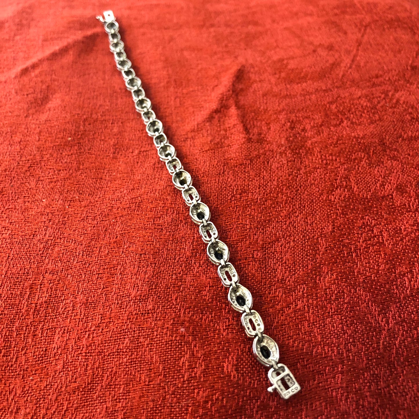 Sterling Tennis Style Bracelet with Cubic Zirconia Accents