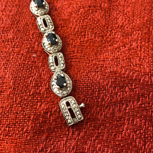 Sterling Tennis Style Bracelet with Cubic Zirconia Accents