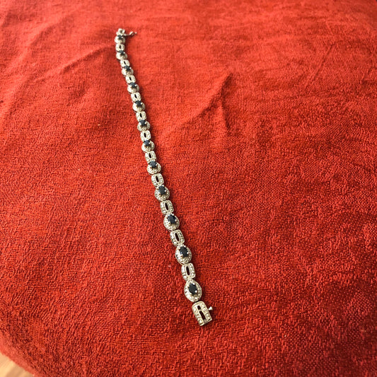 Sterling Tennis Style Bracelet with Cubic Zirconia Accents