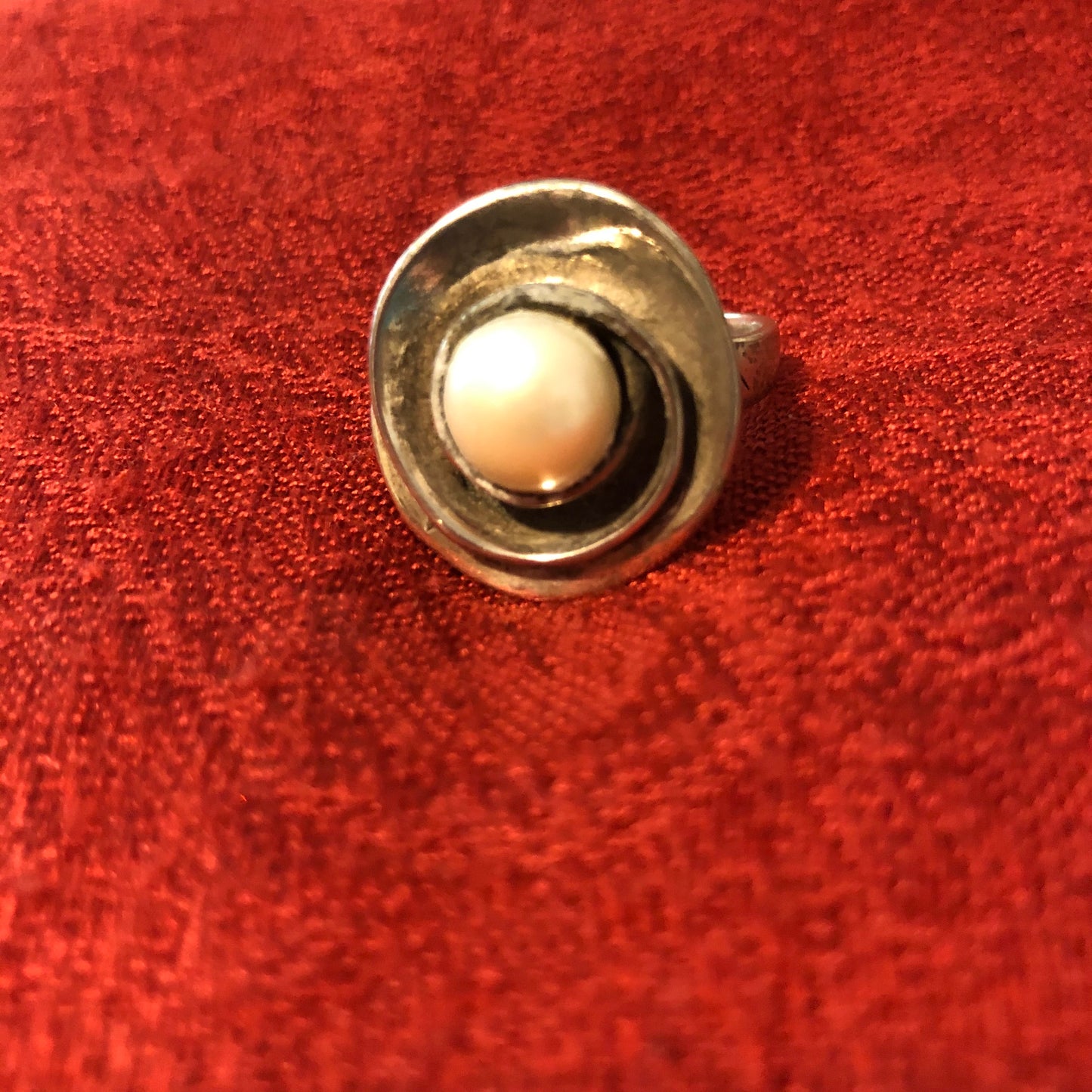 Sterling and Genuine Pearl Fashion Ring
