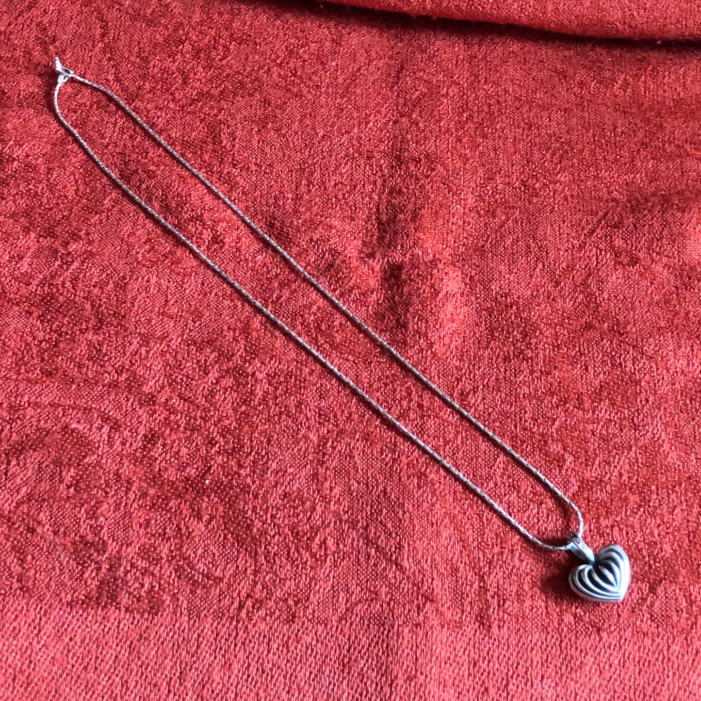 Sterling Lagos Caviar Fluted Heart Pendant and Sterling Chain