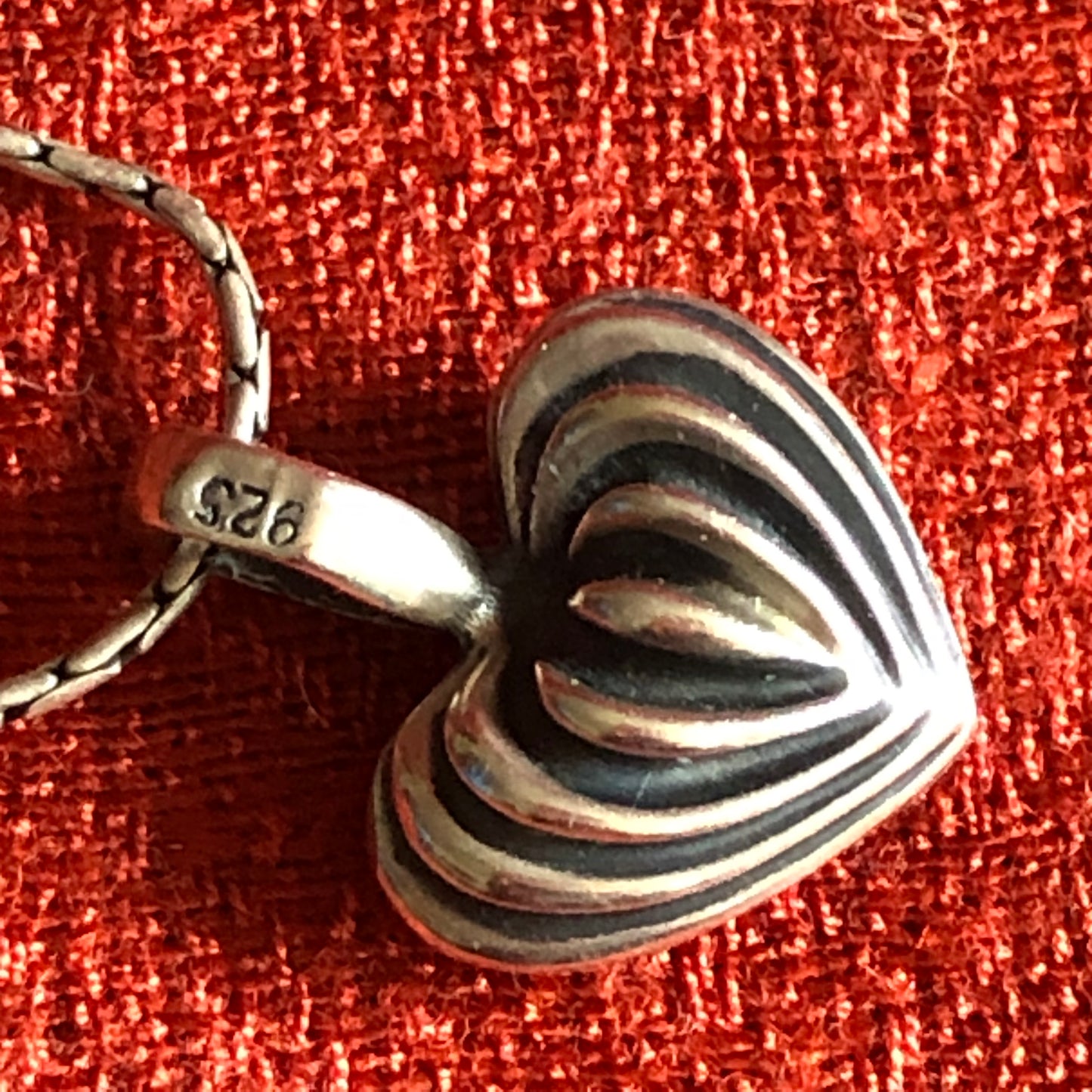 Sterling Lagos Caviar Fluted Heart Pendant and Sterling Chain