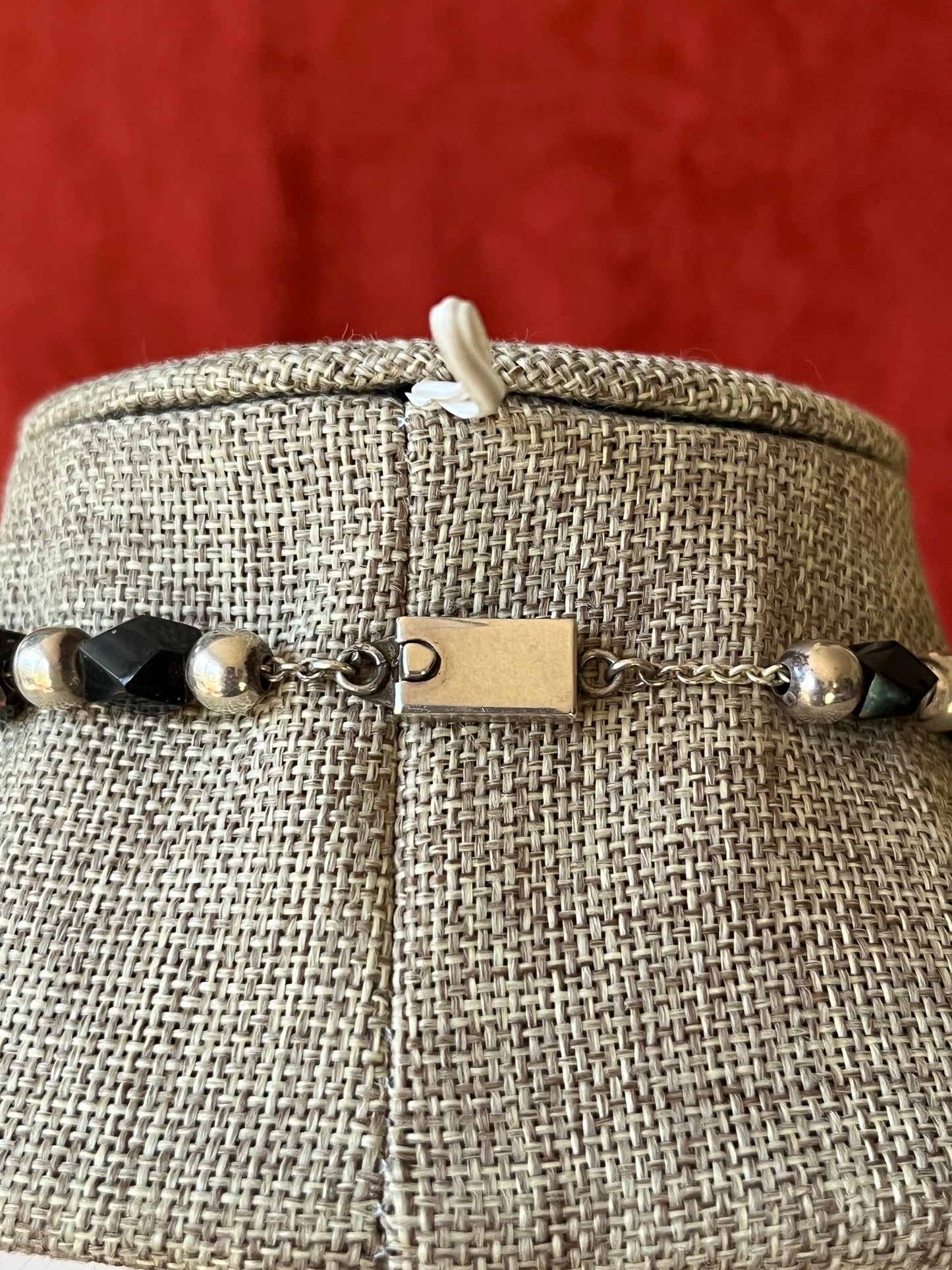 Vintage Alicia Mexico Sterling and Black Onyx Bead Necklace