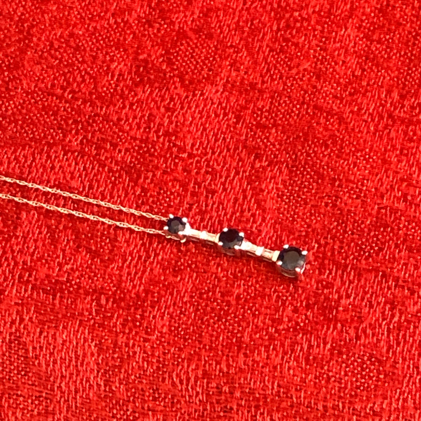 10K White Gold Diamond and Sapphire Necklace-18 Inches