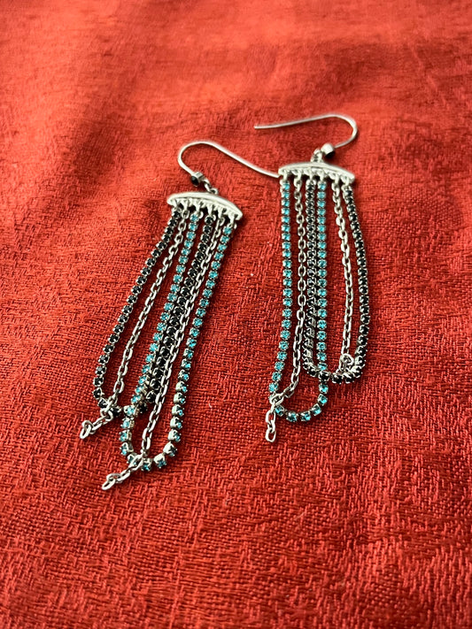 Swarovski Multi-Strand and Multi-Colored Crystal Dangle Earrings