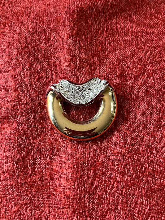 Swarovski Crystal Two-Toned Gold and Silver Brooch