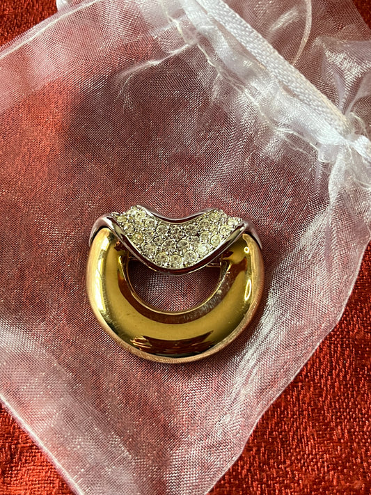 Swarovski Crystal Two-Toned Gold and Silver Brooch