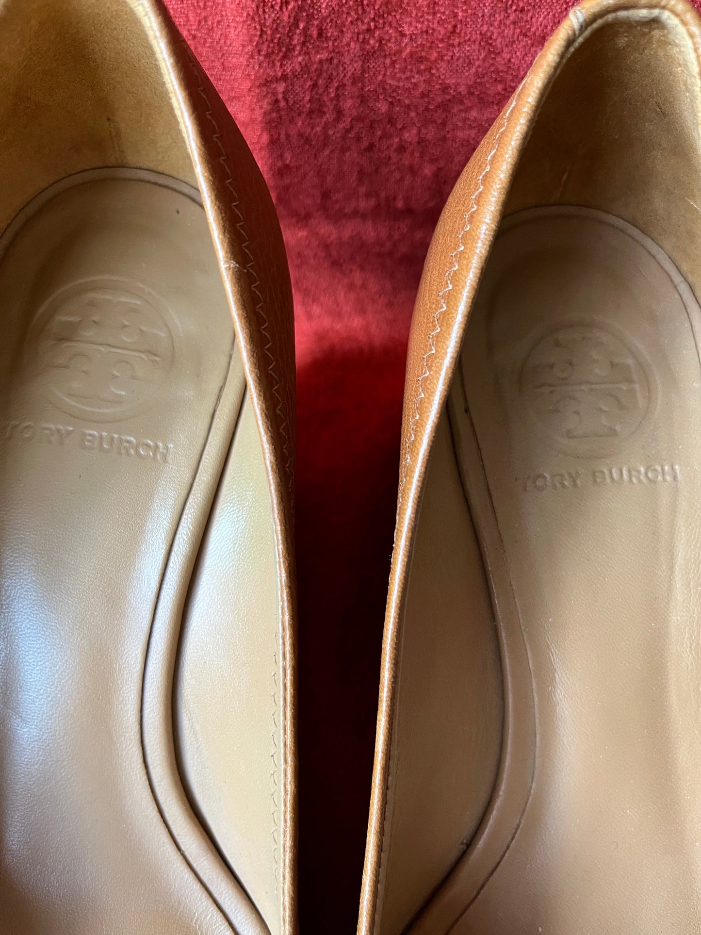 Tory Burch Brown Leather Julianne Peep Toe Wedge Heels-Size 8M