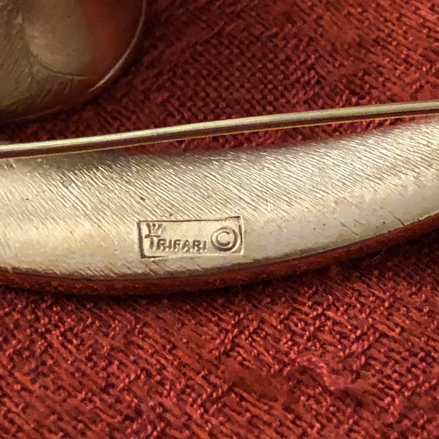 Vintage Brushed Gold Tone Leaf Brooch by Trifari