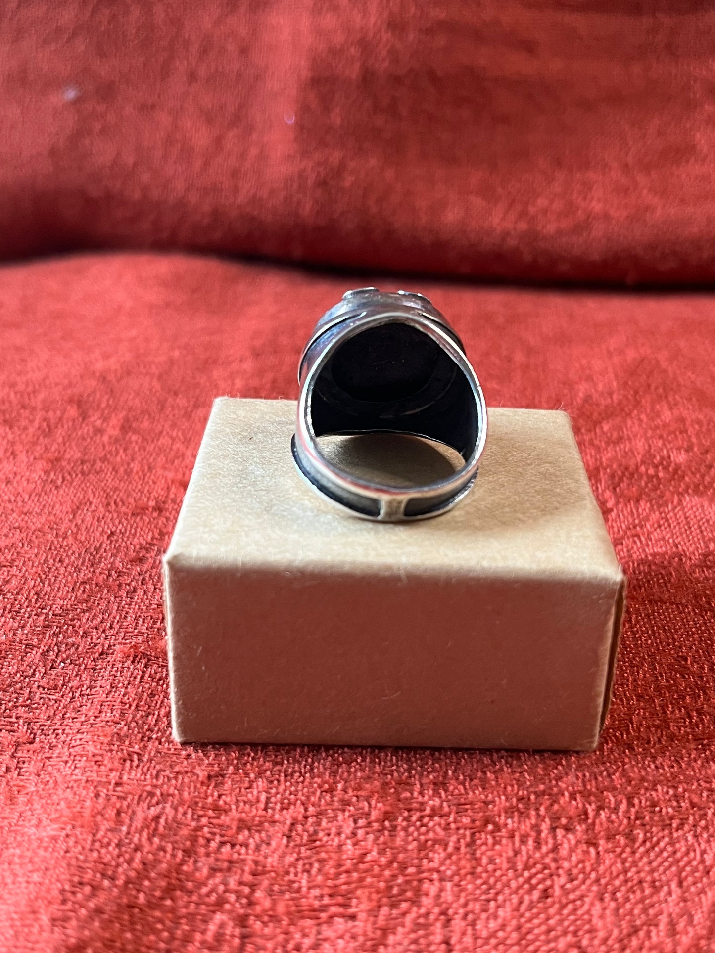 Handcrafted Sterling Silver Dome Ring with Character Motif-Size 7