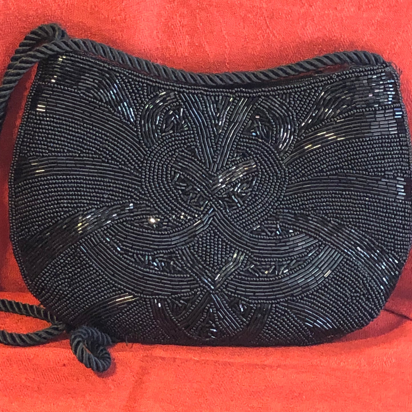 Vintage Marshall Fields 90s Black Beaded Evening Bag