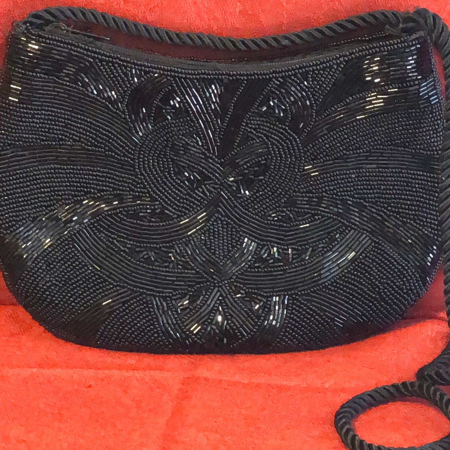 Vintage Marshall Fields 90s Black Beaded Evening Bag