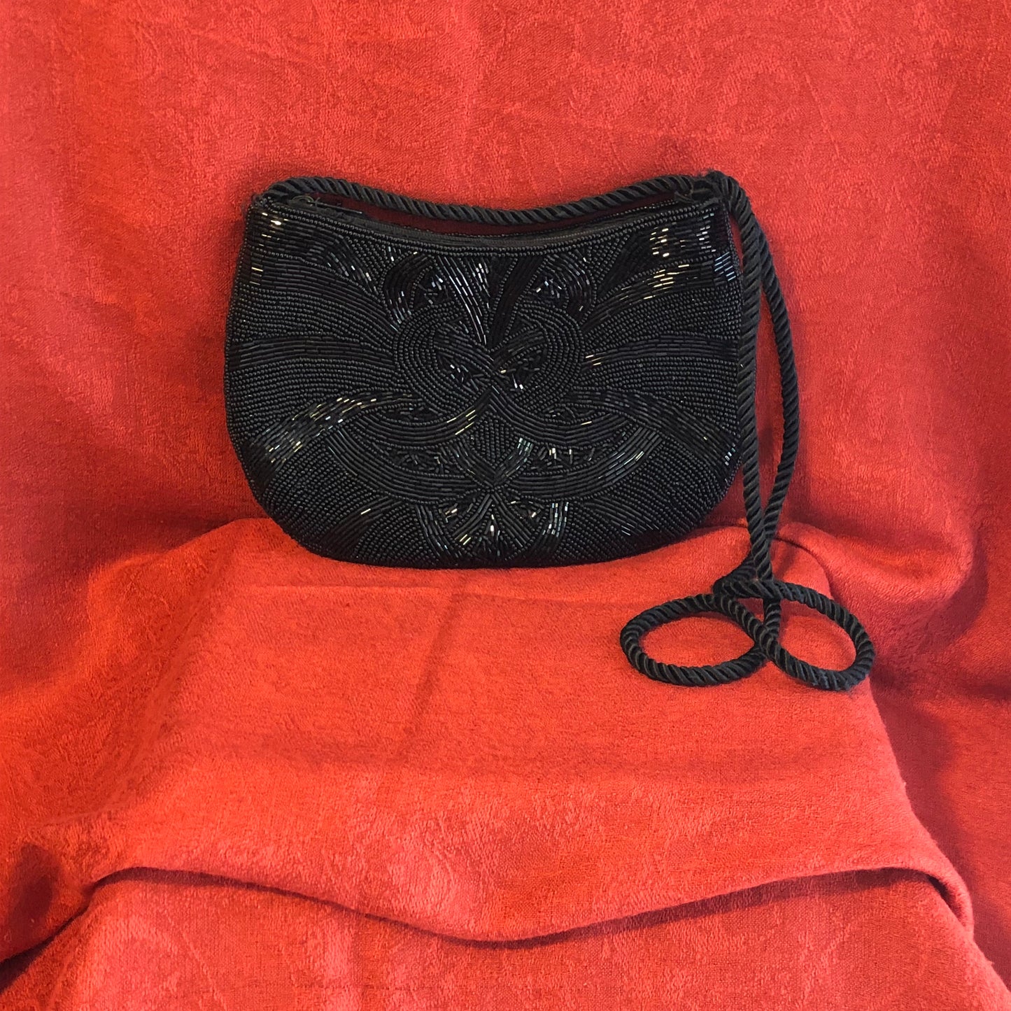 Vintage Marshall Fields 90s Black Beaded Evening Bag