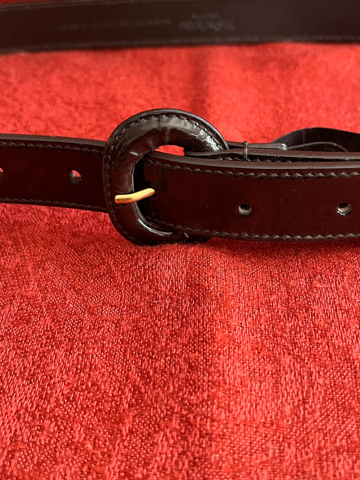 Vintage Aubergine Yves Saint Laurent Patent Leather Belt