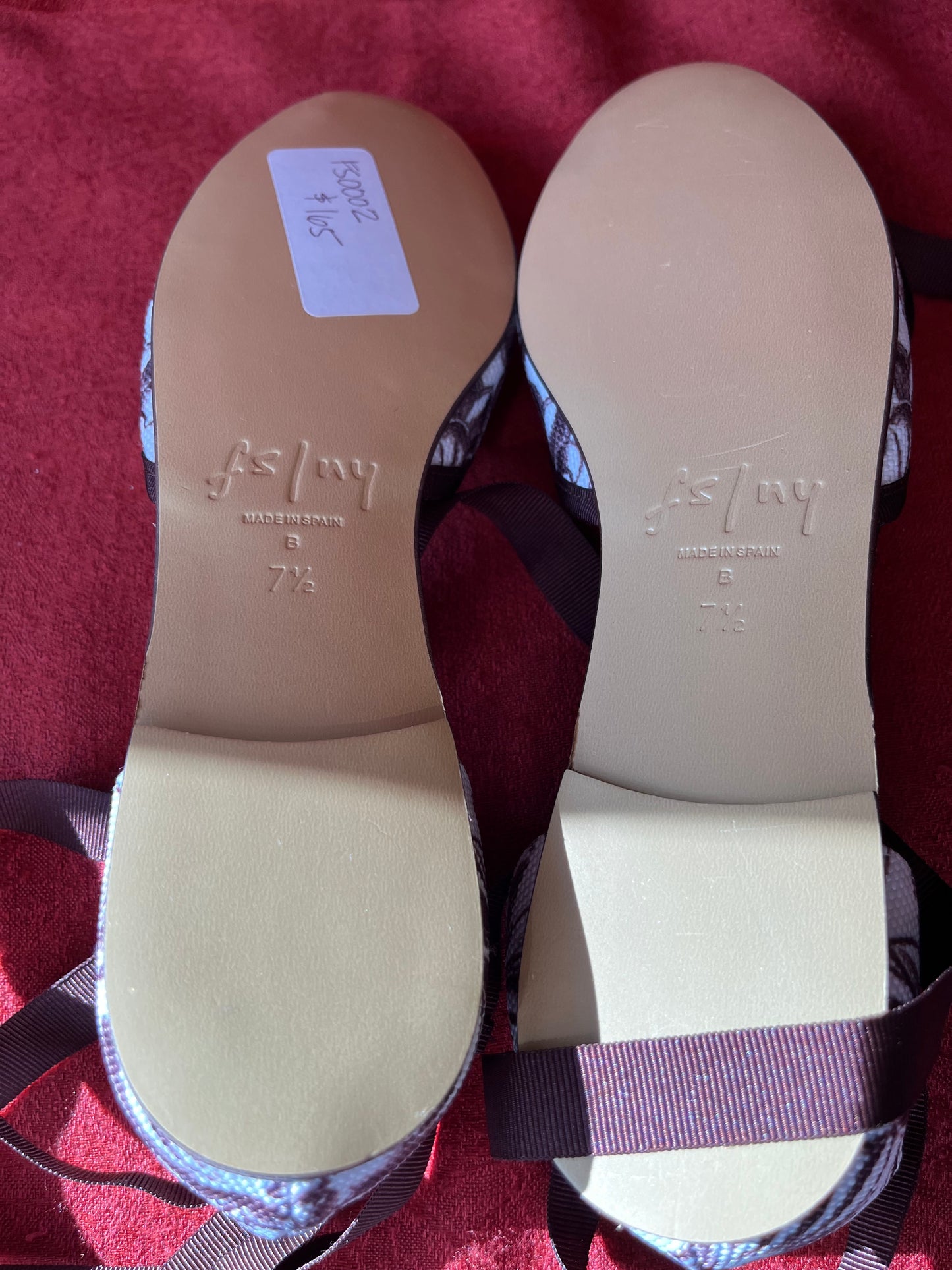 French Sole (FS)/NY Canvas Ballet Tie Up Flats-Size 7.5 B