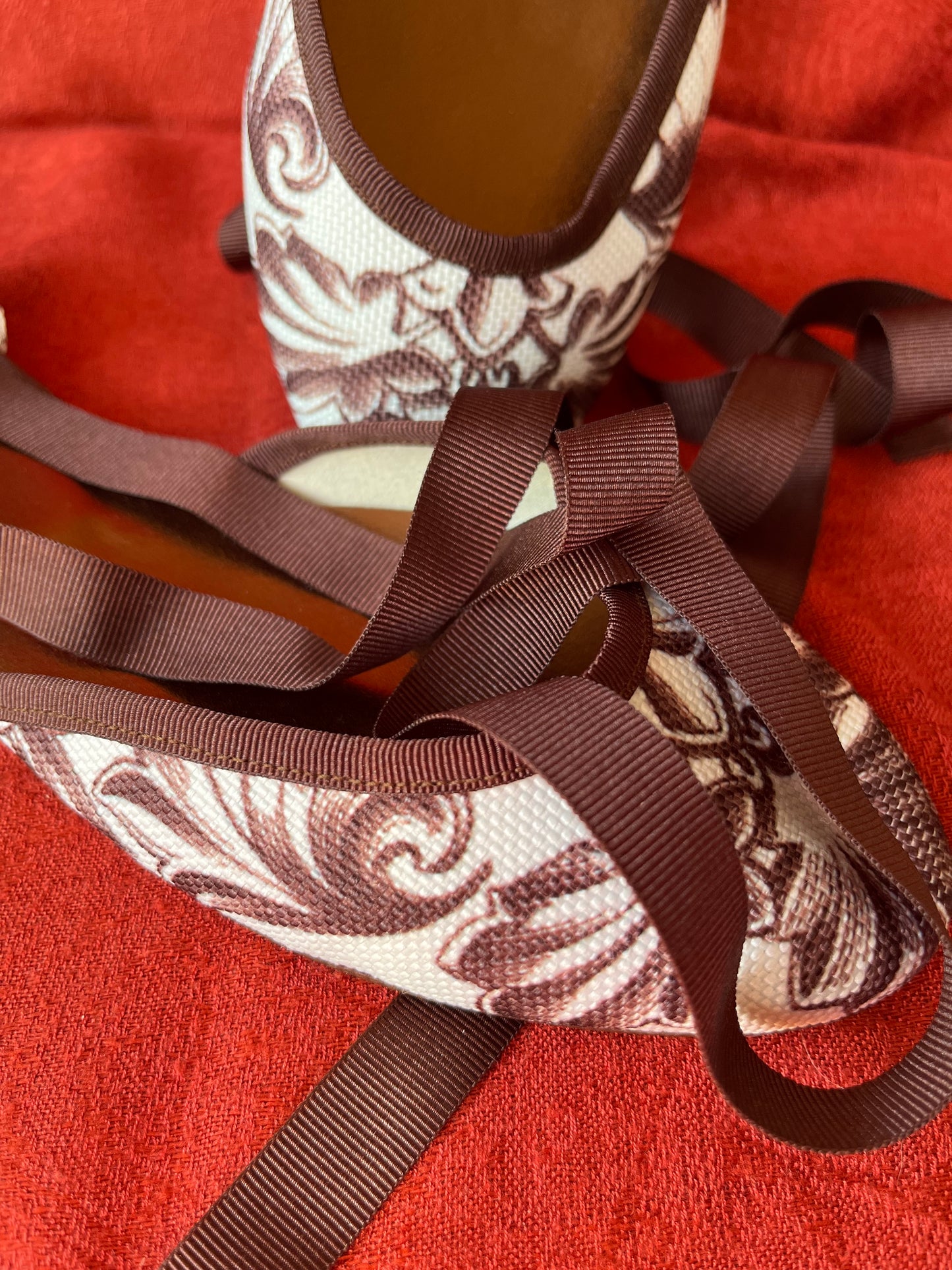 French Sole (FS)/NY Canvas Ballet Tie Up Flats-Size 7.5 B