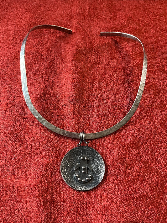Silver Plate Choker with Handcrafted Sterling Pendant