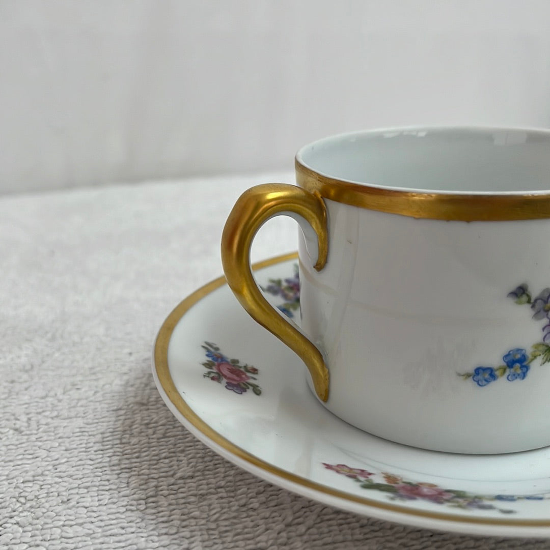 VTG -- Cerabel Porcelaine du Baudour Floral Cup and Saucer Set