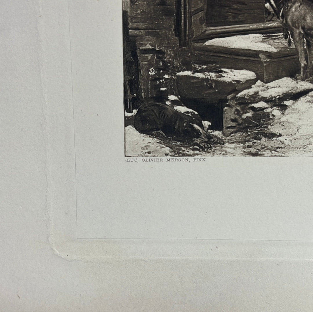 Antique -- Original George Barrie 1889 Photogravure from the Exposition Universelle de 1889 -- after Luc-Olivier Merson "The Wolf of Agubbio"