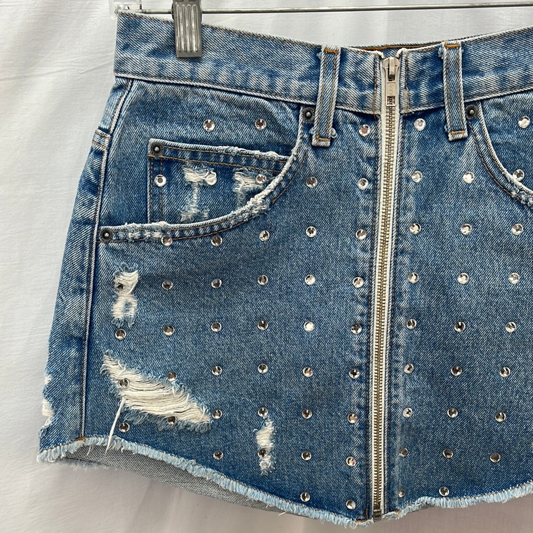 Carmar Light Wash Rhine Stone Studded Skirt - Size 27