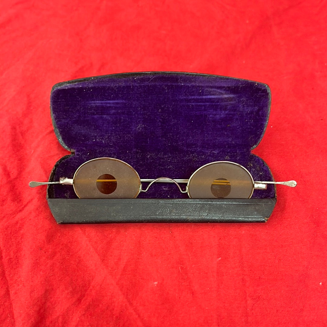 ANTIQUE/RARE -- Civil War Era Frosted Amber "Sharpshooter" Glasses