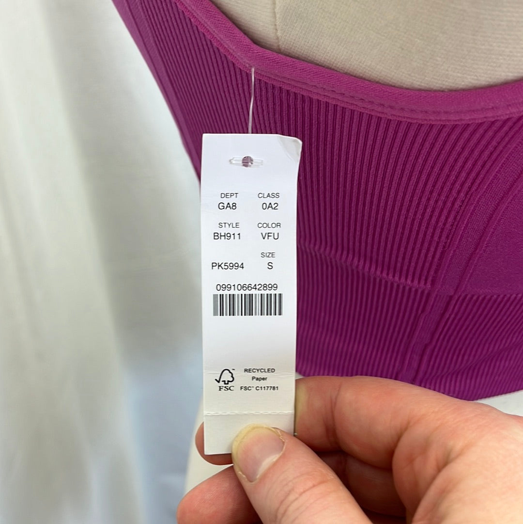 NWT -- J. Crew Hot Pink High Neck Longline Sports Bra -- Size S