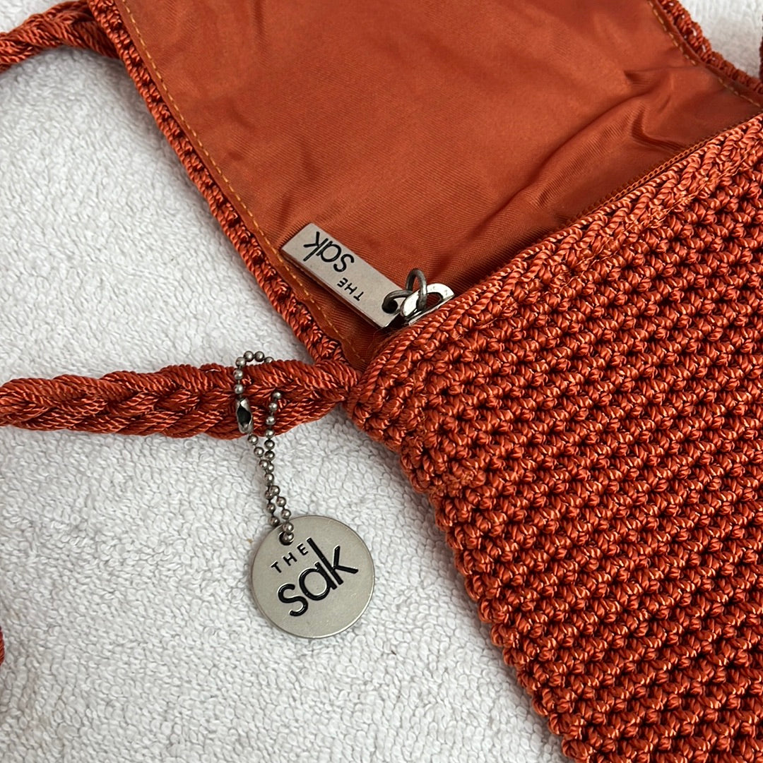 The Sak Crocheted Orange Crossbody Shoulder Bag