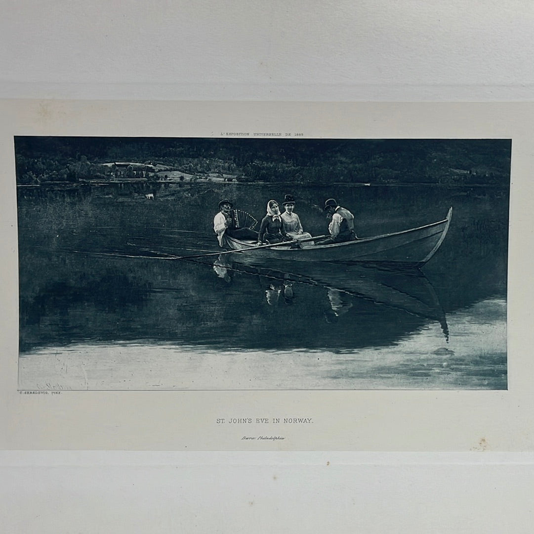 Antique -- Original George Barrie 1889 Photogravure from the Exposition Universelle de 1889 -- after C Skredsvig "St John's Eve in Norway"