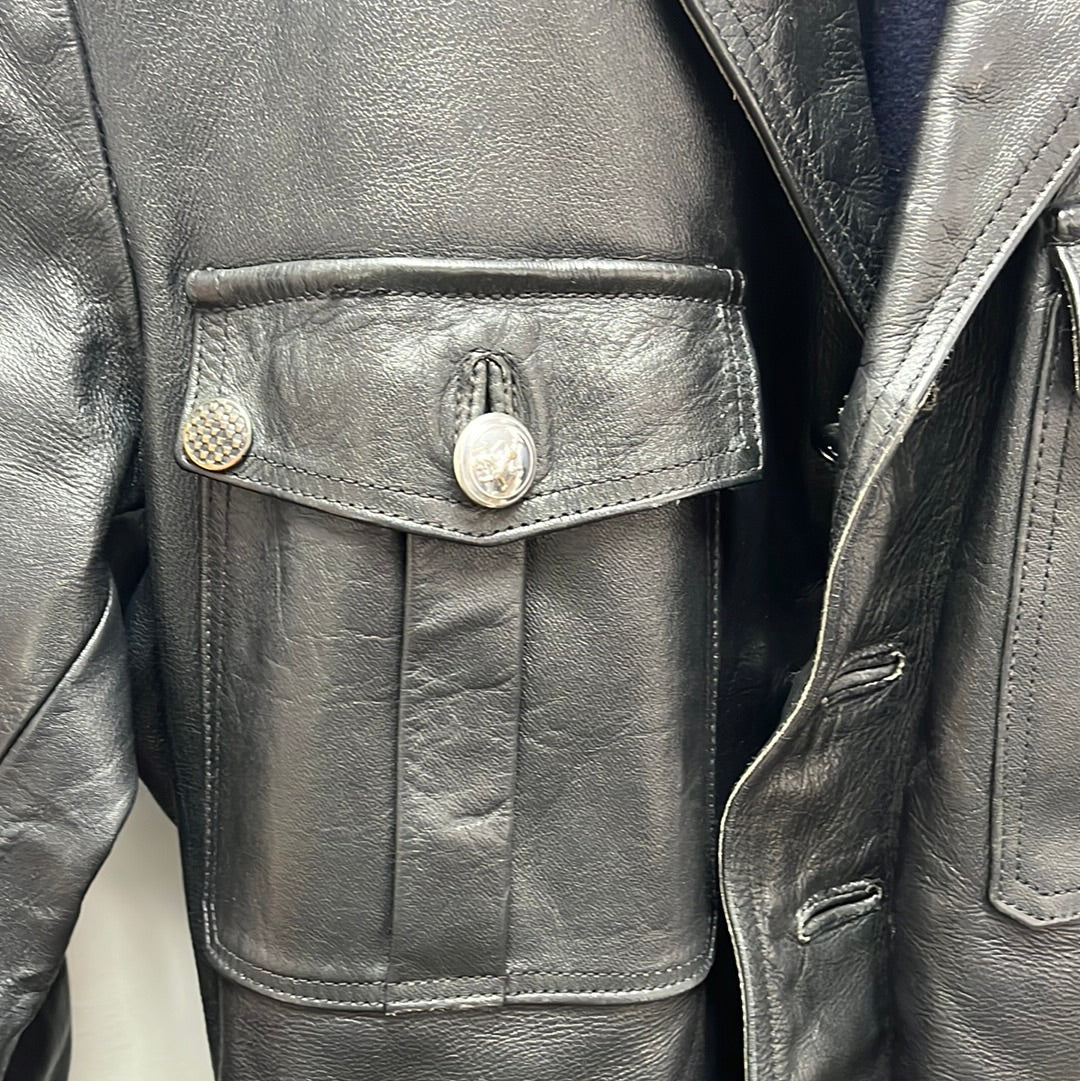 VTG -- Belgian Police Officer's Chrome Leather Jacket -- S