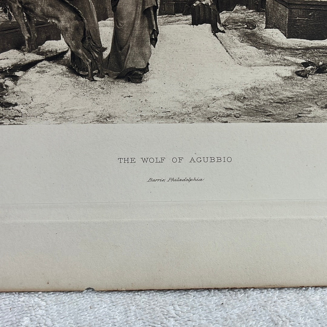 Antique -- Original George Barrie 1889 Photogravure from the Exposition Universelle de 1889 -- after Luc-Olivier Merson "The Wolf of Agubbio"