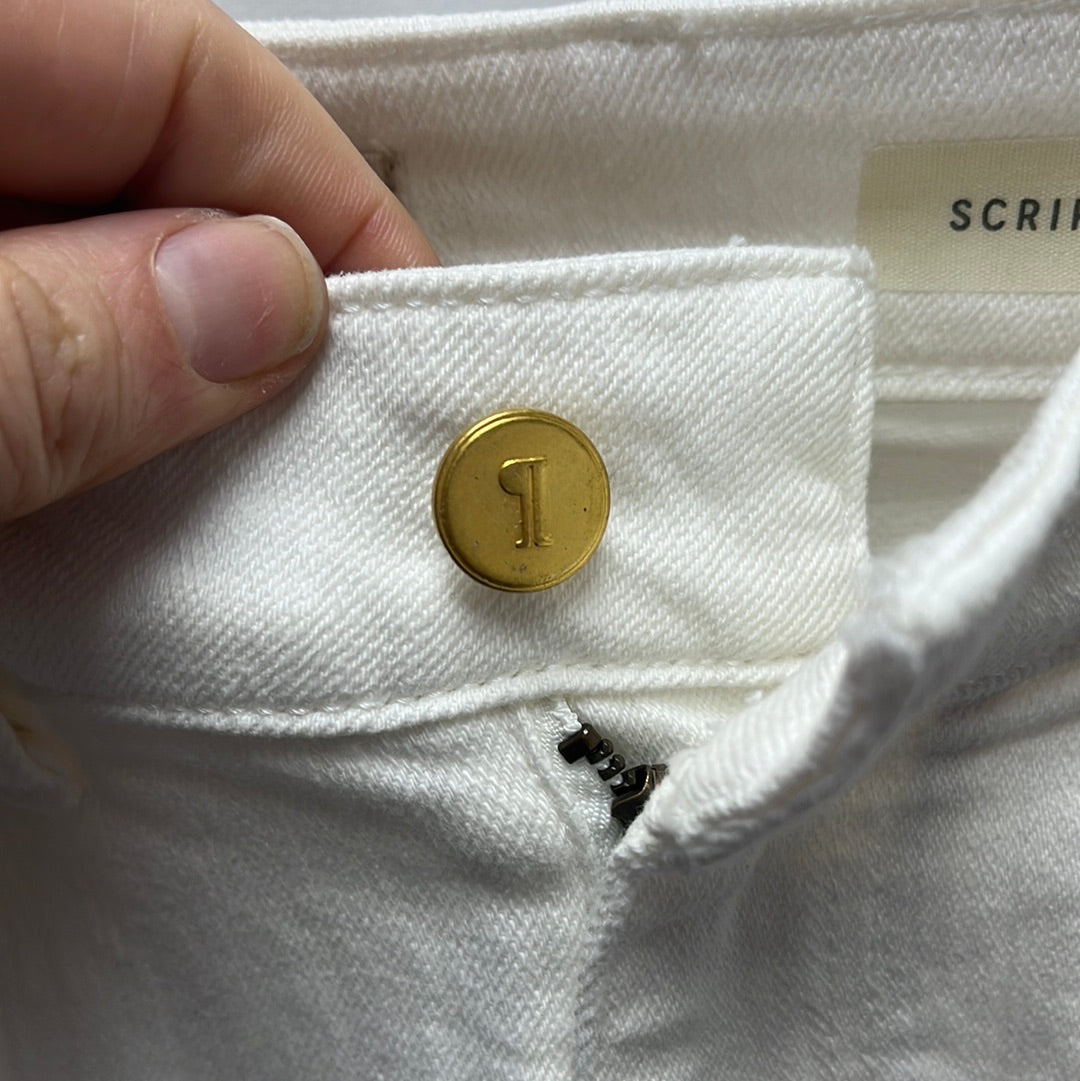 Pilcro and the Letterpress White Crème "Script" Jeans -- 25P