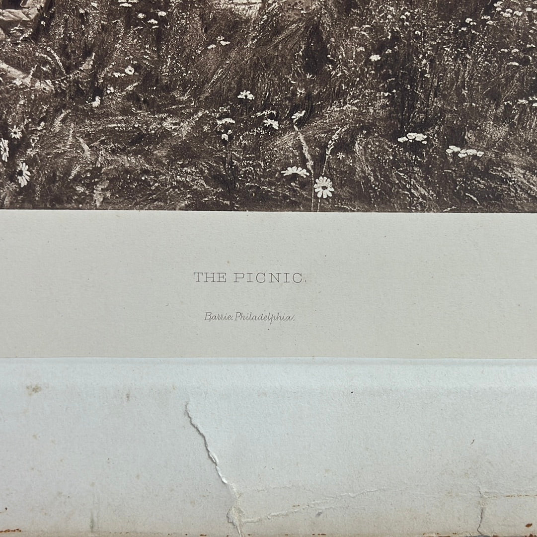 Antique -- Original George Barrie 1889 Photogravure from the Exposition Universelle de 1889 -- after E Claus "The Picnic"