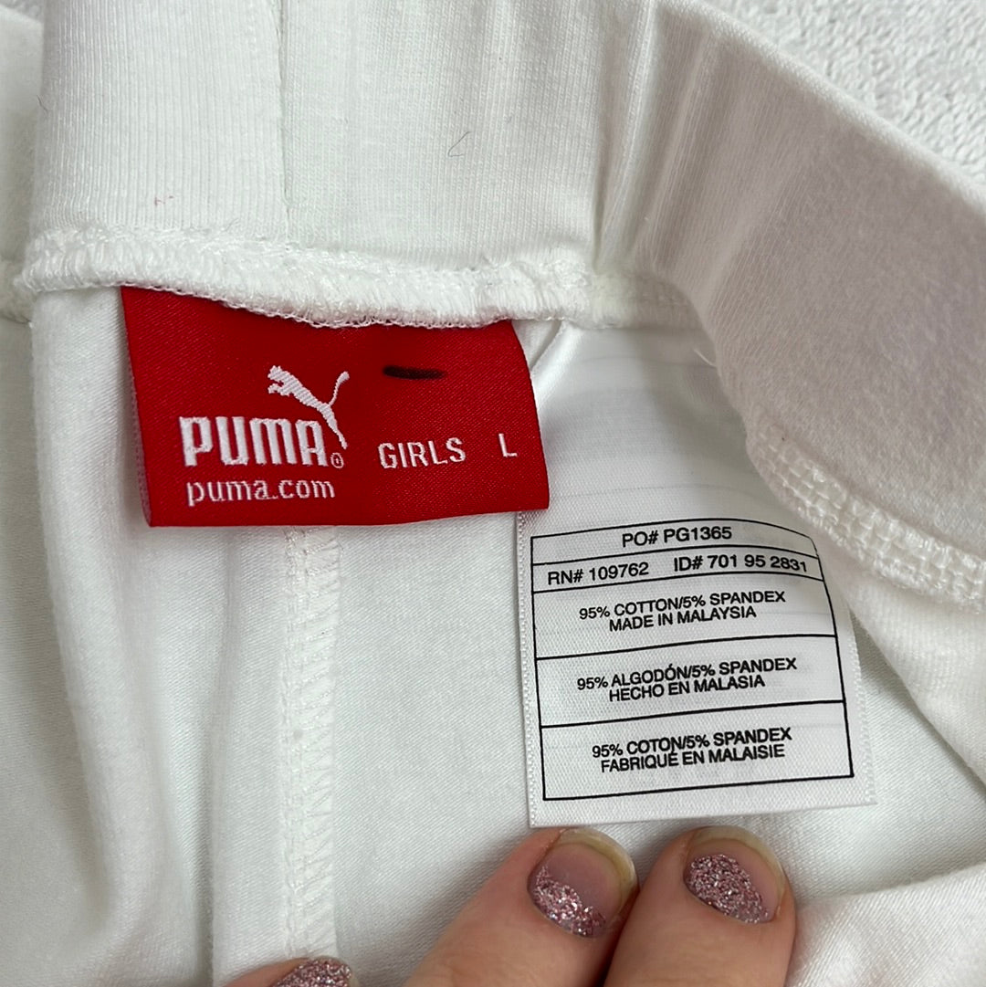 NWT -- Puma Kids White Capri Sweat Pants -- L Girls