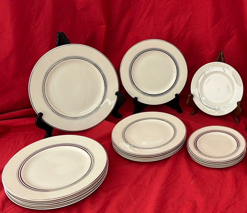 VTG - 15 Piece Plate Set in Nimbus Platinum by Syracuse China - 5 Place Settings
