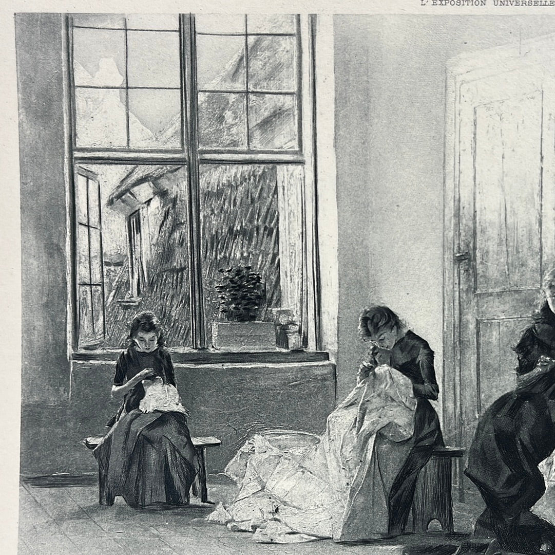 Antique -- Original George Barrie 1889 Photogravure from the Exposition Universelle de 1889 -- after G Keuhl "The Orphans"