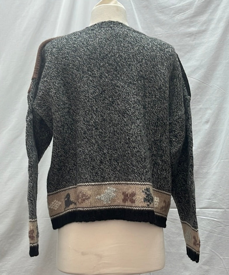 VTG -- Eddie Bauer grey brown Wool Blend Crew Neck Pullover Sweater -- M