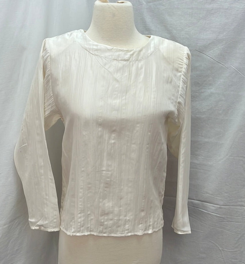 Winter Silks White Long Sleeve Blouse - Size: XS