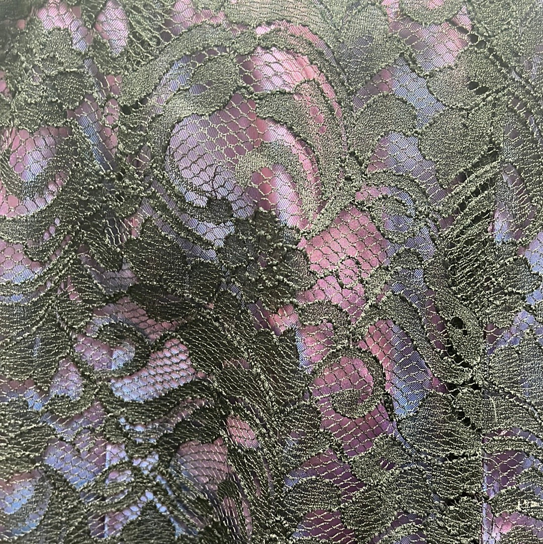 VTG -- Meritage Black Lace Layered Iridescent Purple Pants -- 8