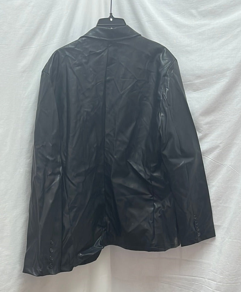 AOWOFS black Faux Leather Jacket -- L